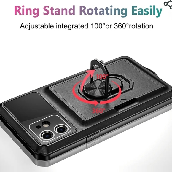 IPhone 12 phone case with hidden ID holder, kickstand, magnetic holder - Picture 9 of 11